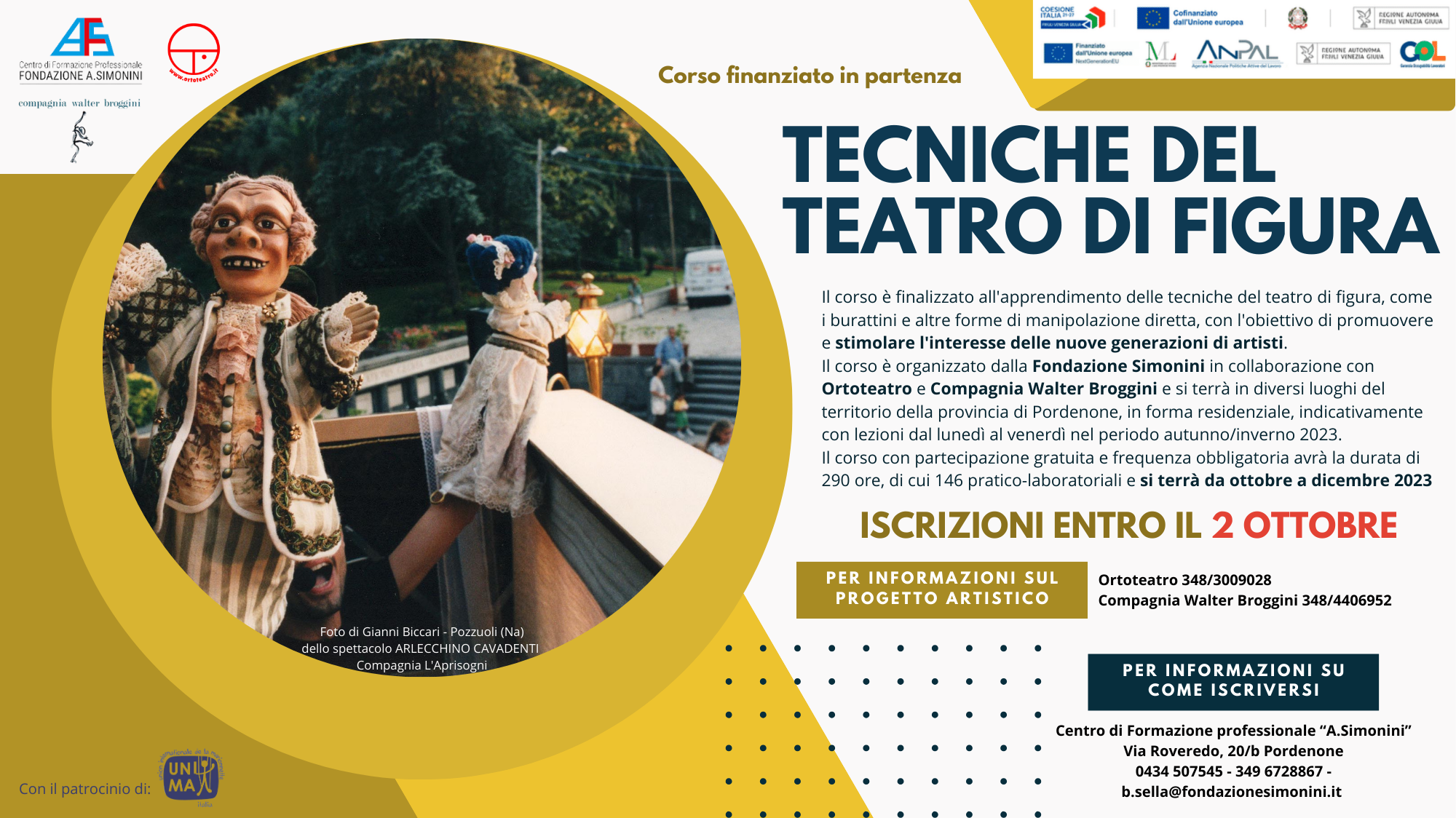 Tecniche del teatro di figura 2023 Fb Ortoteatro Simonini Broggini Pordenone